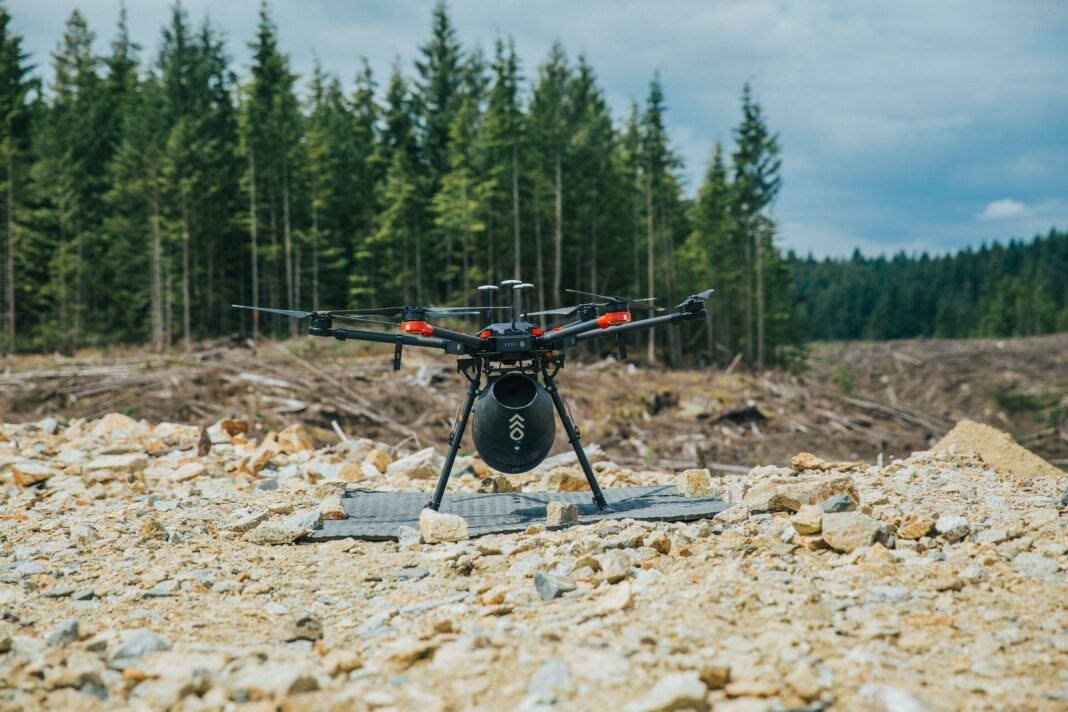 drone on ground in forest